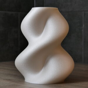 Silky White 3D Printed Vase - Twisted Sense of Purity Art Piece